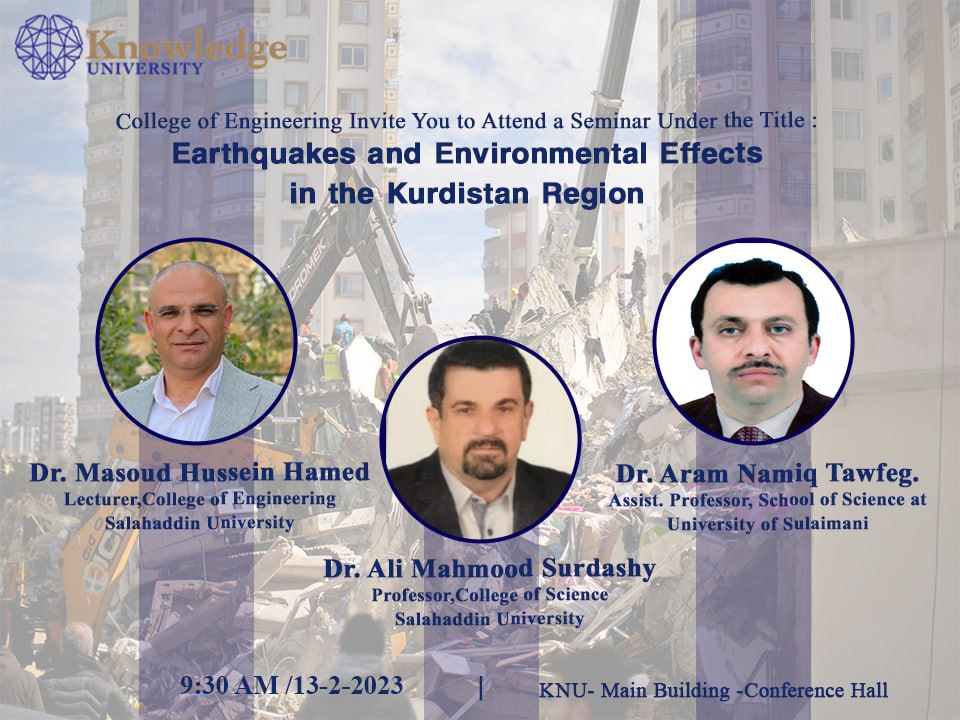 Seminar on Earthquake and environmental effects in the Kurdistan region at the College of Engineering