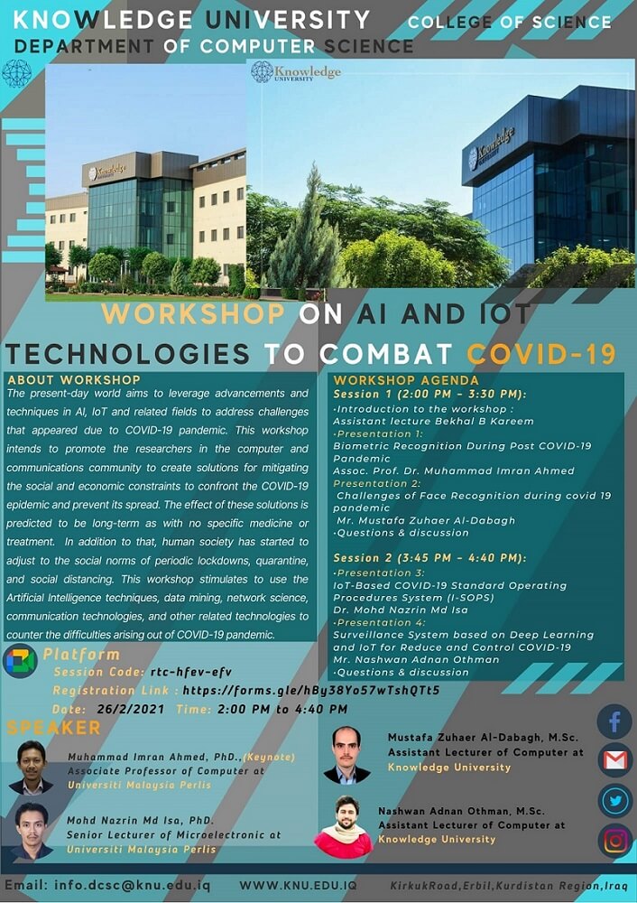 International Virtual Workshop on AI and IOT Technologies to Combat COVID-19