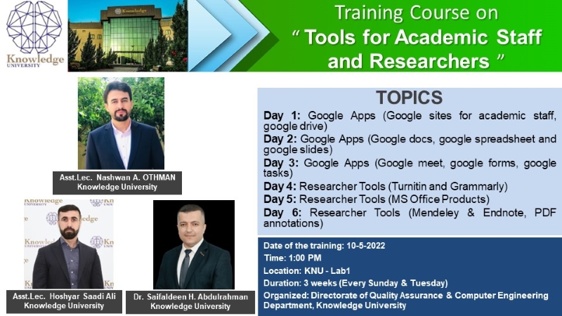 Tools For Academic Staff And Researchers Training Course