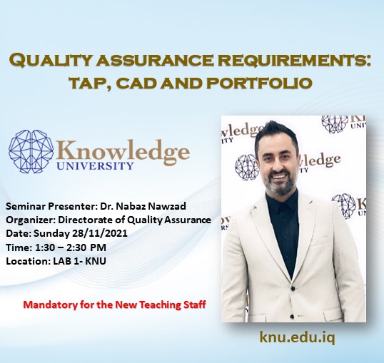 quality assurance requirements: tap, cad and portfolio
